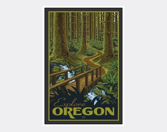 Oregon Giclee Art Print Poster from Travel Artwork by Artist Paul Leighton
