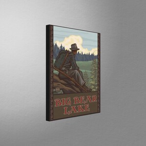 Big Bear Lake California Mountain Hiker Man Forest Stretch Canvas, Pillow, Blanket from Travel Artwork by Artist Paul A. Lanquist