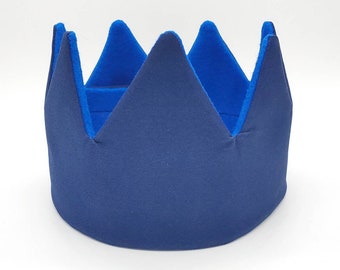 Personalized Navy Blue Felt Birthday Crown, Reversible Party Hat