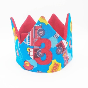 Custom Birthday Crown | Fire Truck Crown | Child Crown | Personalized Gift | Fire Engine Birthday Crown | Party Hat