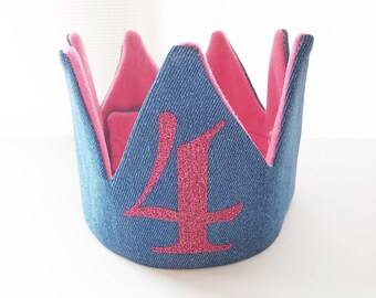 Birthday Crown | Custom Crown | Party Hat | Personalized Crown | Denim Crown | Personalized Birthday Gift