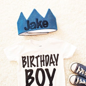 Corona per bambino personalizzata, corona regolabile, corona in denim, corona personalizzata, regalo di compleanno, corona personalizzata, cappello di compleanno per bambino, corona con nome