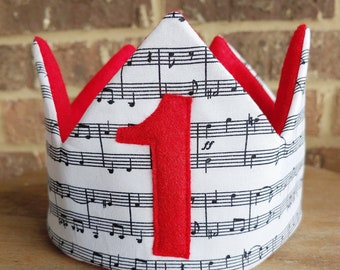 Music Birthday Crown | Music Note Crown | Music Birthday Hat | Cotton Crown | Personalized Birthday Gift | Toddler Crown |