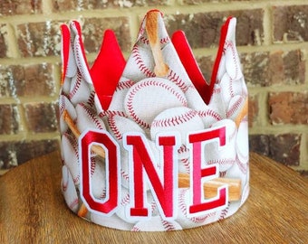 ONE Baseball Birthday Crown | First Birthday Crown | Boy Birthday Hat | Customize Crown | Personalized Crown | Themed Birthday Party Crowns