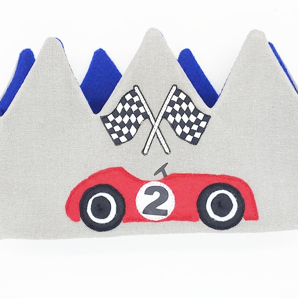 Vintage Race Car Birthday Crown | Retro Race Car |Two Fast Birthday | Race Car Crown | Child Toddler Crown | Birthday Crown | Custom Crown