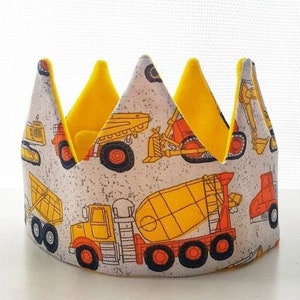 Construction Truck Fabric Crown: Personalized Birthday Party Hat