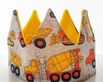 Construction Truck Crown| Dump Truck Crown  | Construction Party Hat | Truck Hat | Fabric Crown | Toddler Crown | Personalized Crown