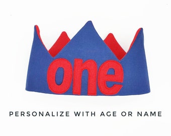 Blue Birthday Crown | Cotton Crown | Name Crown | Personalized Gift | Child Crown | Toddler Gift | Custom Crown | Felt Crown