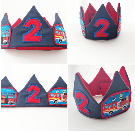 Fire Truck Crown, Truck Bday, Fire Truck Birthday Crown, Boy Birthday, Fabric Crown, Truck Hat, Fire Engine Party Il_570xn
