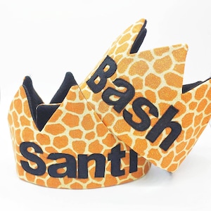 Handgefertigte Giraffen Print Geburtstagskrone: Verstellbarer Safari Partyhut
