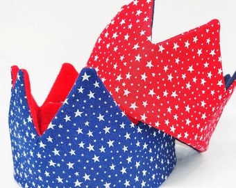 Handmade 4th of July Crown: Patriotic Birthday Twill Fabric Crown