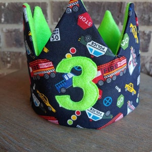 Personalized Cars & Trucks Birthday Crown: Custom Cotton Party Hat
