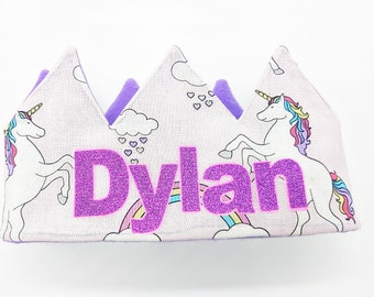 Handmade Unicorn Crown | Personalized Keepsake Gift | Kid Crowns for Children's Birthday Parties | Party Favors