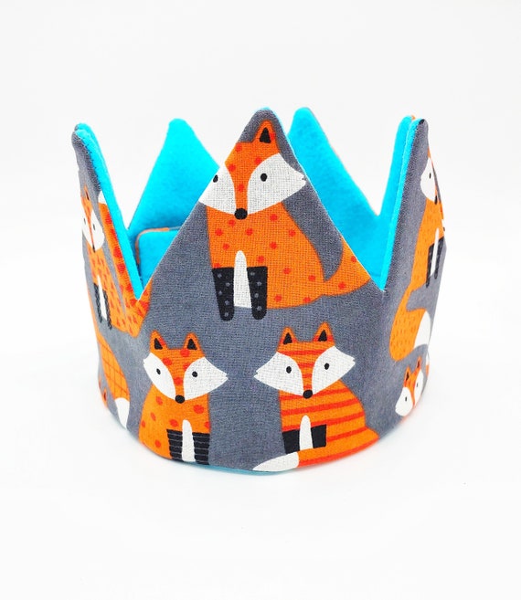 Fox Crown/ Fox Birthday Crown/ Fabric Crown/ Fox Party Hat/ Custom Birthday Hat/ Woodland Birthday/ Personalized Birthday Il_570xn