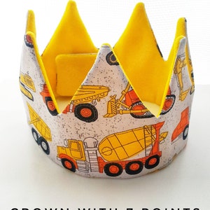 Construction Truck Birthday Crown: Reversible Fabric Party Hat