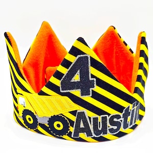Construction Truck Birthday Crown: Personalized & Adjustable Party Hat