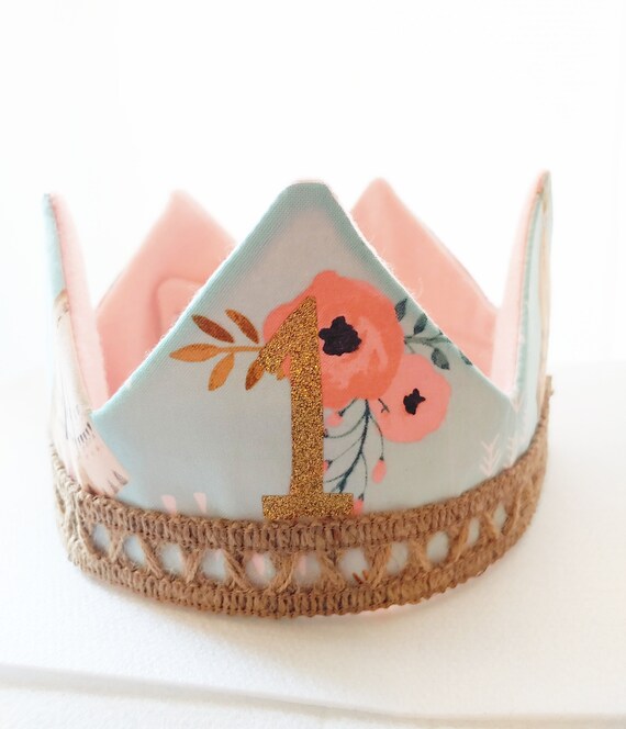 Floral Teepee Fabric Crown, Fabric Crown, Boho Birthday, Woodland Birthday, Birthday Crown, Girl Birthday, First Birthday, Party Hat Il_570xn