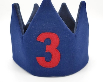Birthday Crown/ Birthday Hat/ Felt Crown/Custom Crown/ Navy Blue Crown/ Boy Birthday Crown/ Personalized Birthday Crown/ Custom Crown