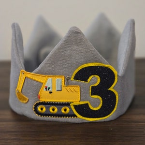 Construction Truck Birthday Crown: Adjustable Personalized Excavator Party Hat