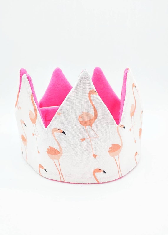 Flamingo Birthday Crown/Flamingo Birthday Hat/ Girl Birthday/ Pink Crown/ Fabric Crown/ Felt Crown/ Party Supplies/ Custom Crown Il_570xn