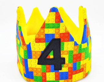 Building Blocks Party Crown | Building Bricks Custom Crown | Name Crown | Child Birthday Gift | Colored Block Crown | Personalized Gift |