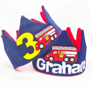 Fire Truck Birthday Hat | Fire Truck Outfit | Personalized Gift | Fire Engine Birthday Crown | Party Hat