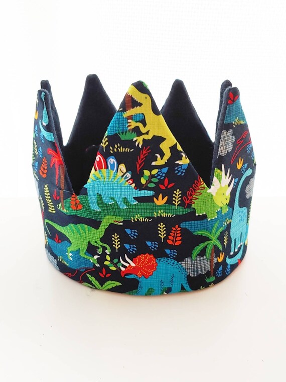 Dinosaur Crown/ Dinosaur Party Hat/ Birthday Crown /Fabric Crown/ Boy Birthday/ 2nd Birthday/ 1st Birthday/ Dinosaur Theme/ Party Hat Il_570xn