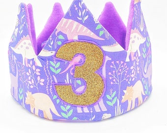 Girl Dinosaur Birthday Crown: Personalized Keepsake Party Hat