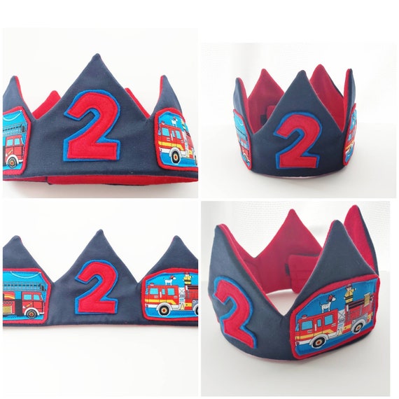 Fire Truck Crown, Truck Bday, Fire Truck Birthday Crown, Boy Birthday, Fabric Crown, Truck Hat, Fire Engine Party Il_570xn