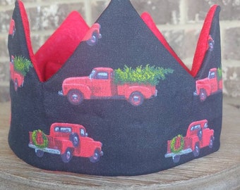 Vintage Red Truck Crown | Birthday Crown | Custom Child Crown | Holiday Party Hat | XMAS Crown | Christmas Hat | Stocking Stuffer