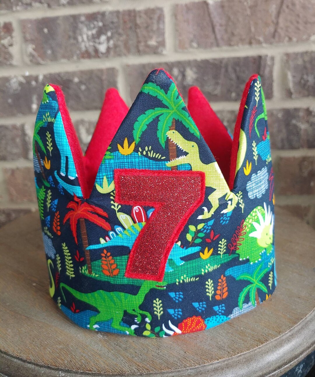 Adjustable Birthday Crown Dinosaur Crown Personalized Crown Fabric