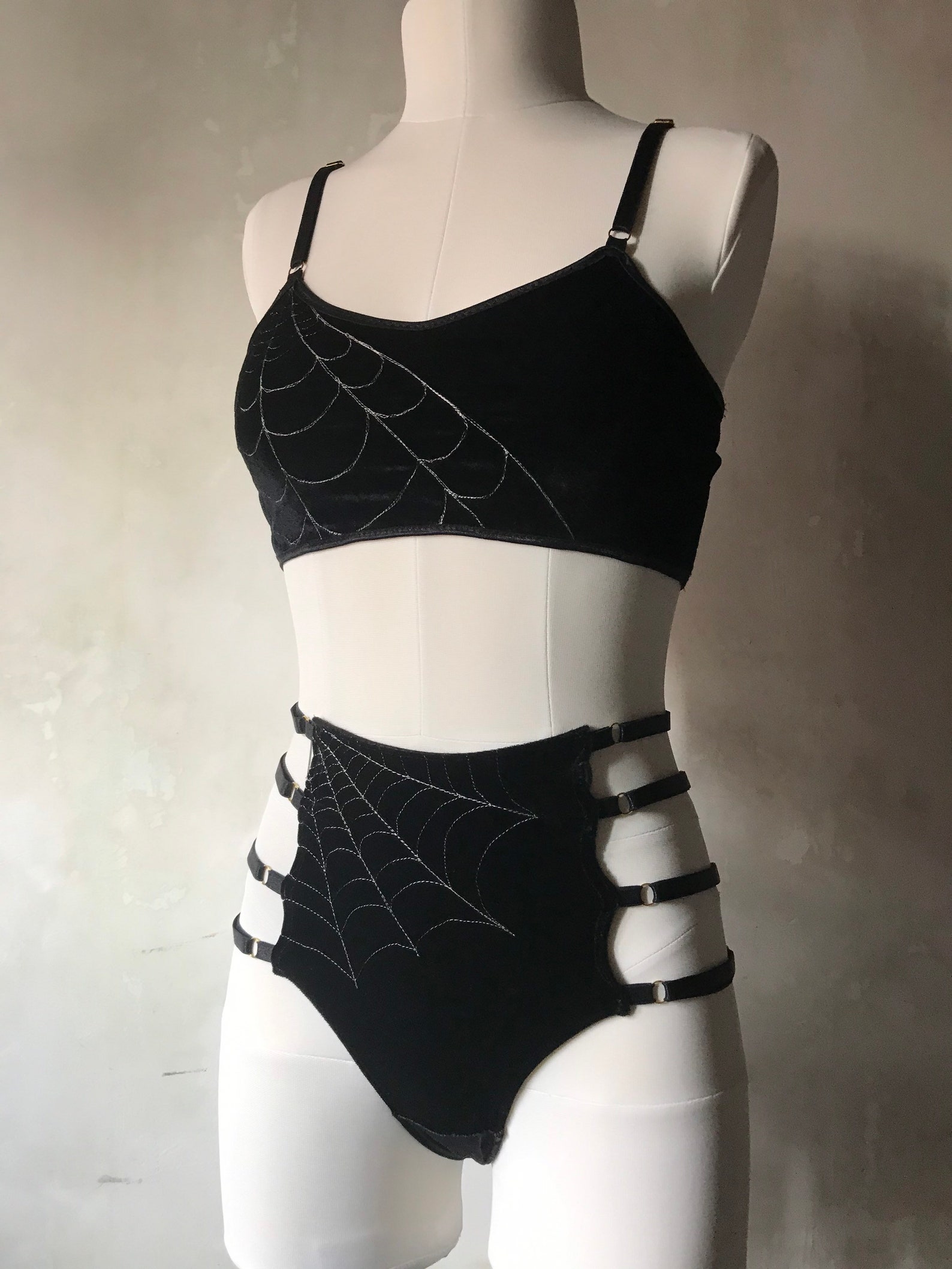 HALLOWEEN PANTIES velvet with spiderweb. Velvet lingerie Etsy