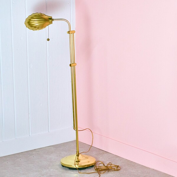Adjustable Vintage Brass Seashell Floor Lamp