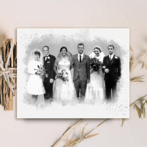 Custom Bride and Mother Portrait, Mother of the Bride Gift, Mother Daughter Watercolor, Generational Wedding Bride Mom Grandmother Portrait