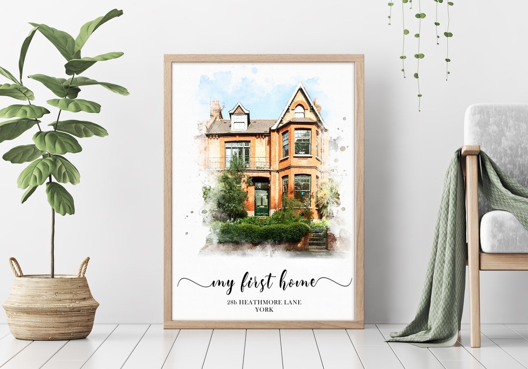 Personalized Watercolor House Portrait, First Home Gift - Etsy