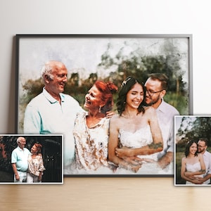 Familienportrait Geschenk von mehreren Fotos, Portrait von verschiedenen Fotos, Haustier zum Foto hinzufügen, Person zum Foto hinzufügen, Verstorbenes zum Foto hinzufügen