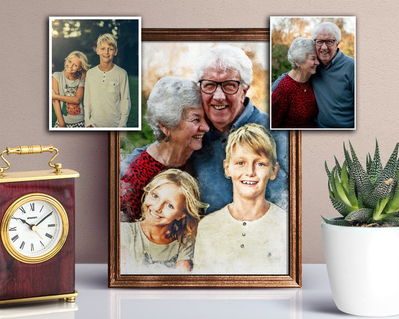 Add deceased loved one to painting Combined Photos Best Etsy