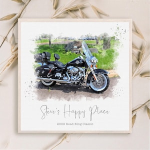 お父さんのハッピープレイスのバイクや車の絵、お気に入りのバイクの絵、お父さんのバイクのイラスト、カスタムハッピープレイスのアート