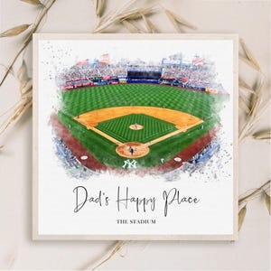 Lieblingsmannschaft Stadion Sportverein Zeichnung, personalisierte Lieblings Ballpark Feld Bild, Papas Team Illustration, benutzerdefinierte Happy Place Art