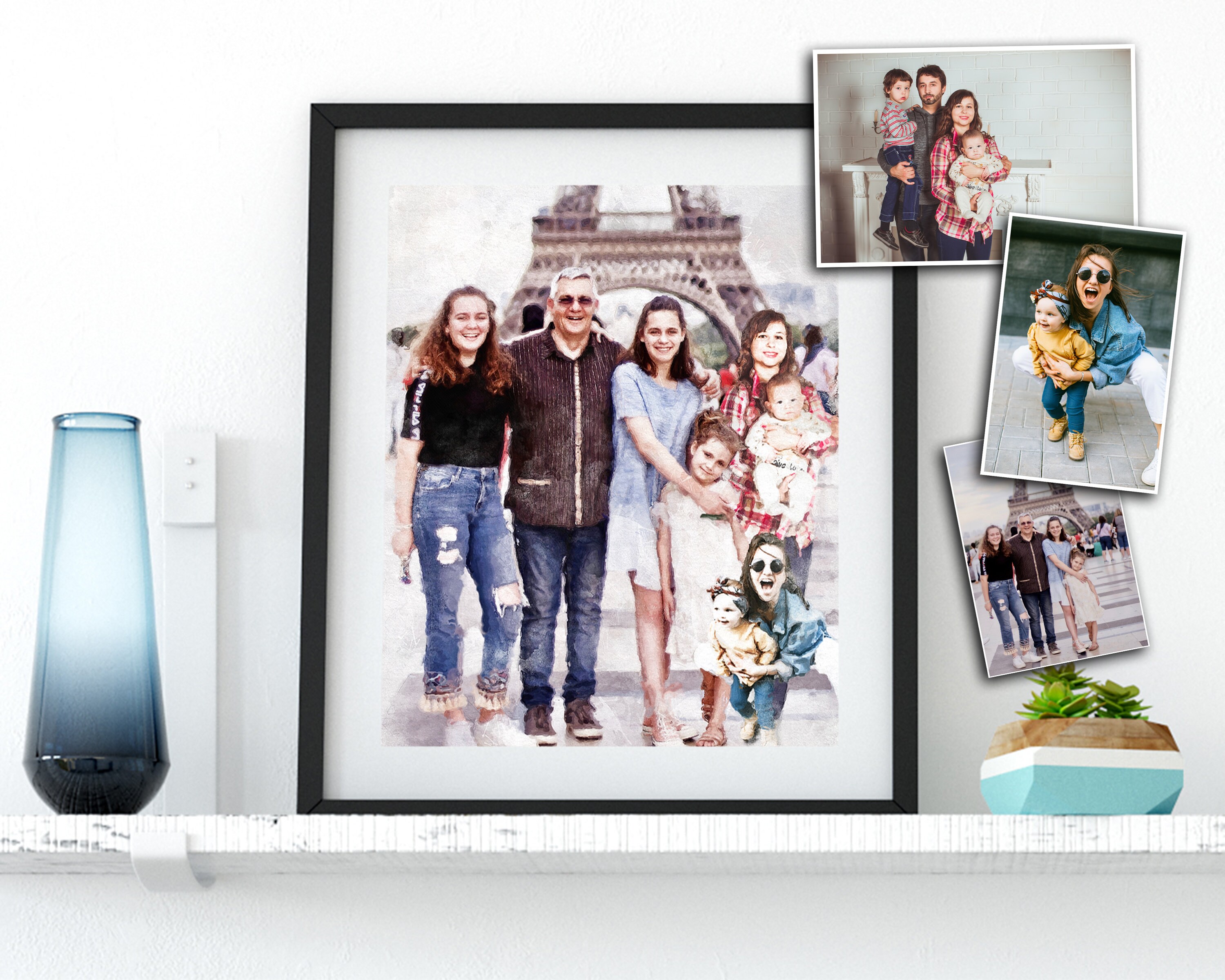 Add Deceased Loved One to Painting Combined Photos Merge - Etsy UK