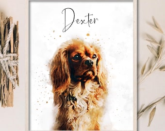 Personalized Loved Dog Rainbow Bridge Portrait, Custom Deceased Dog Picture Crossing Rainbow Bridge, Personalized Deceased Dog Sympathy Gift