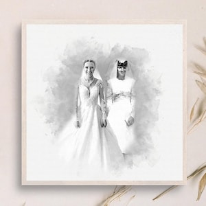 Mom of the Bride Gift, Mother of the Bride Portrait Present, Personalized Mother Daughter Wedding Keepsake Gift, Bridal Party Gift