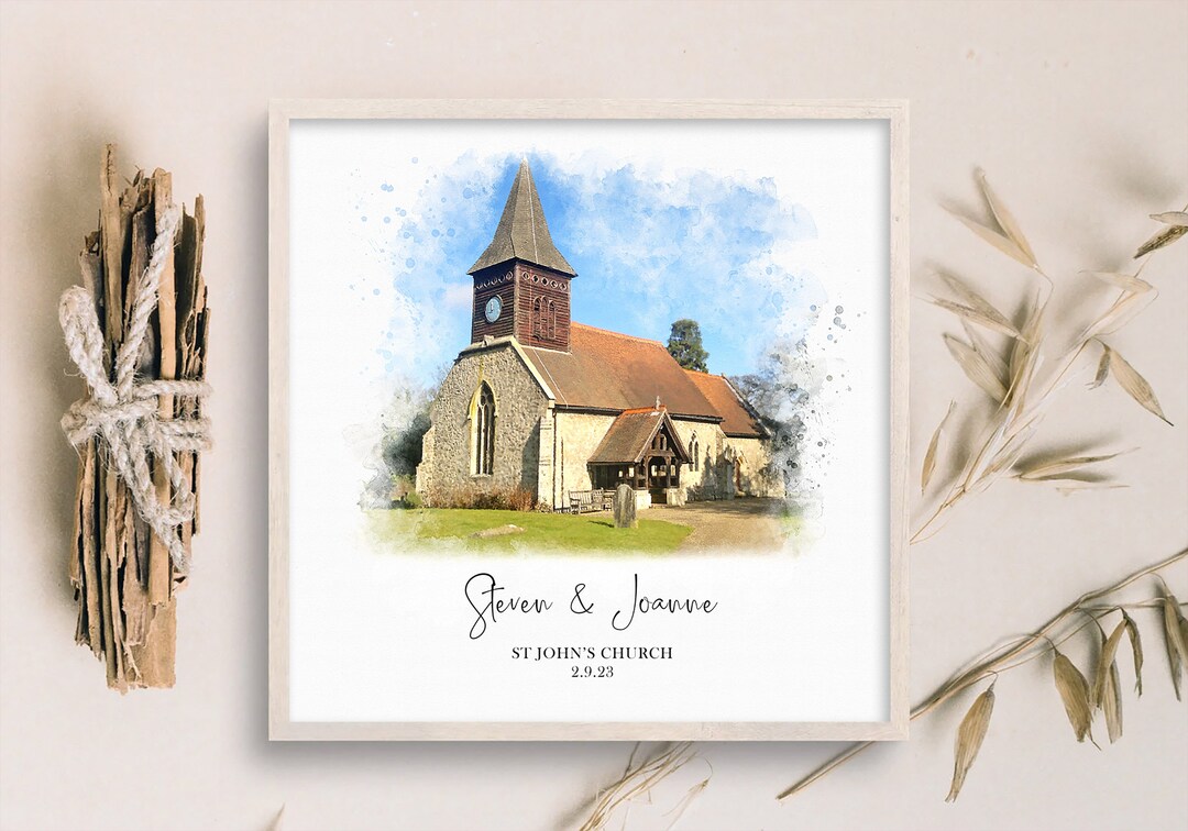 Custom Wedding Venue Portrait: Personalized Church Art (digital Artwork ...