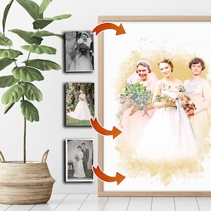 Personalized Generation Custom Wedding Portrait, Mother of the Bride Gift, Best Selling Bride Mom and Grandmother Custom Wedding Portrait