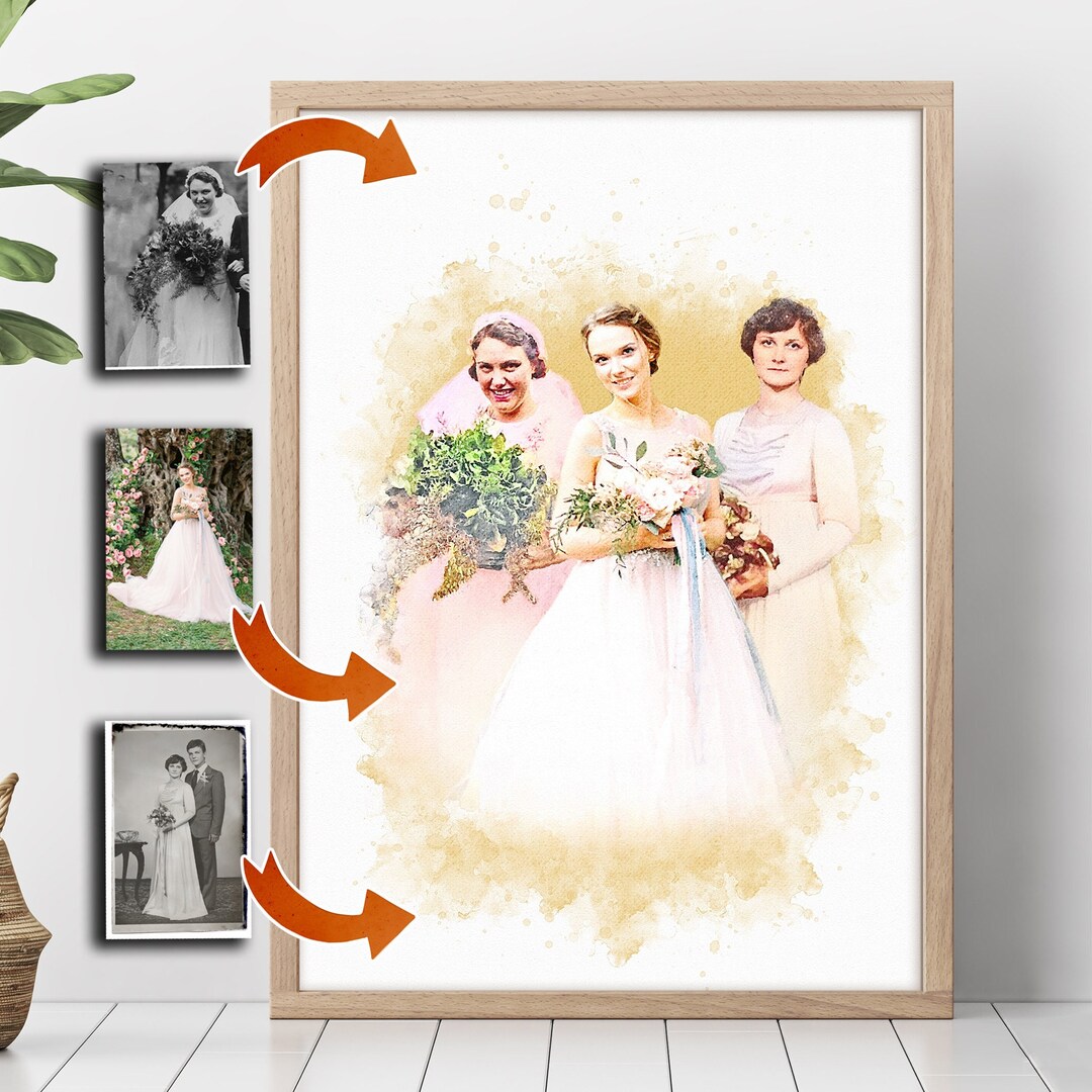 Retrato de boda generacional personalizado, regalo de madre de la