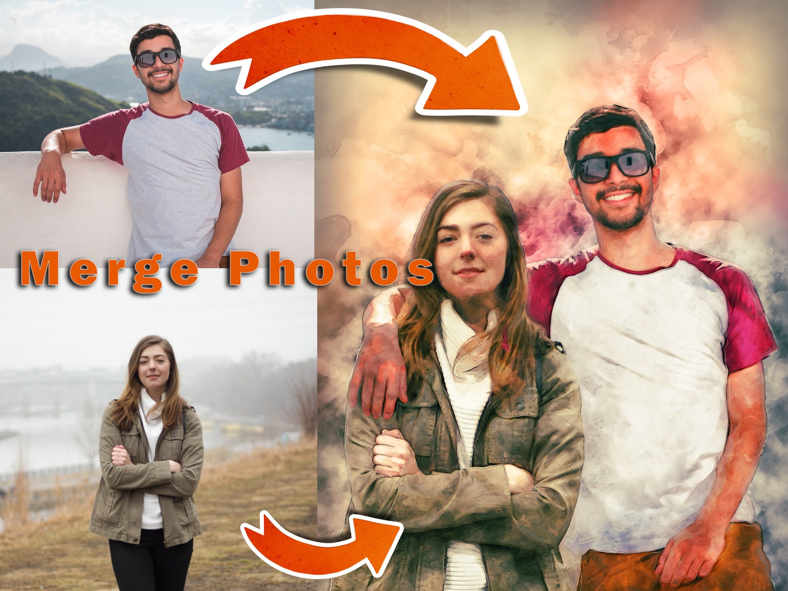 Add Deceased Loved One to Painting, Combined Photos, Picture With