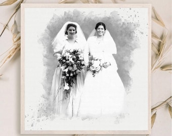Personalized Mother of the Bride Portrait Gift, Custom Wedding Present, Unique Keepsake Art for Mom, Personalized Wedding Art, Bride and Mom