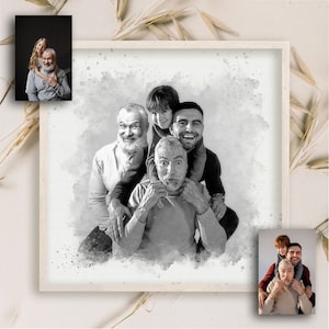 Custom Memorial Photo Portrait: Add Deceased to Picture, Combine Old Photos