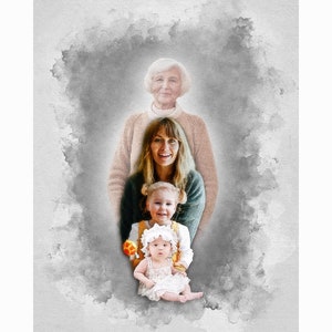 Add Deceased Loved One to Family Generation Picture,Custom made Family Memorial Picture, Add Lost Oned One to Photo, Custom made portrait