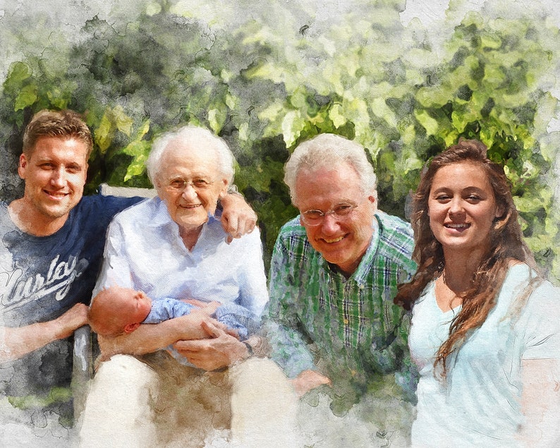 Add Deceased Loved One to Painting Combined Photos Merge - Etsy